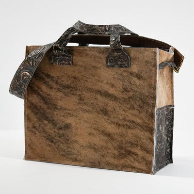 Clerk - Brindle w/ Bronzed Caracole-Clerk-Western-Cowhide-Bags-Handmade-Products-Gifts-Dancing Cactus Designs