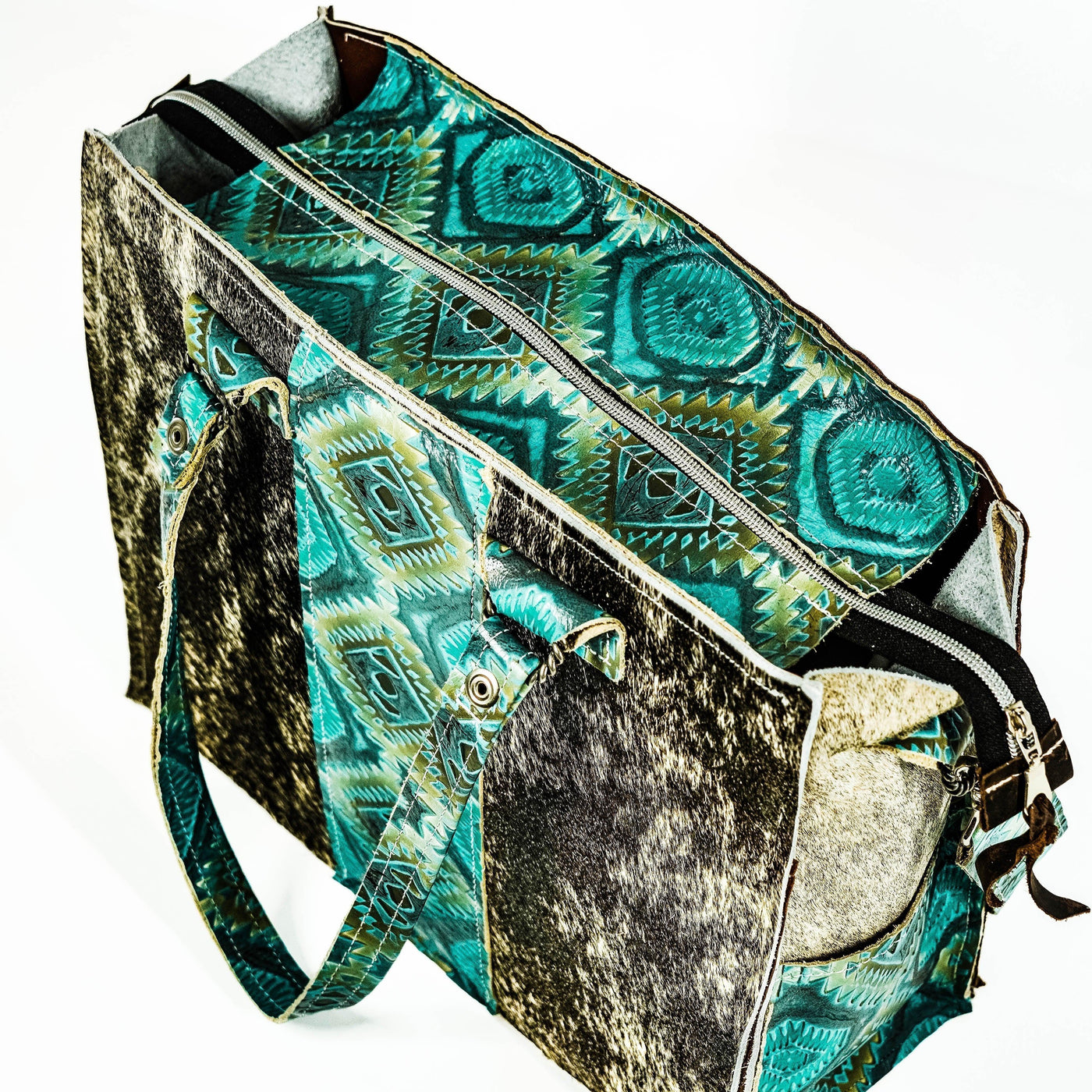 Clerk - Brindle w/ Canyon Aztec-Clerk-Western-Cowhide-Bags-Handmade-Products-Gifts-Dancing Cactus Designs