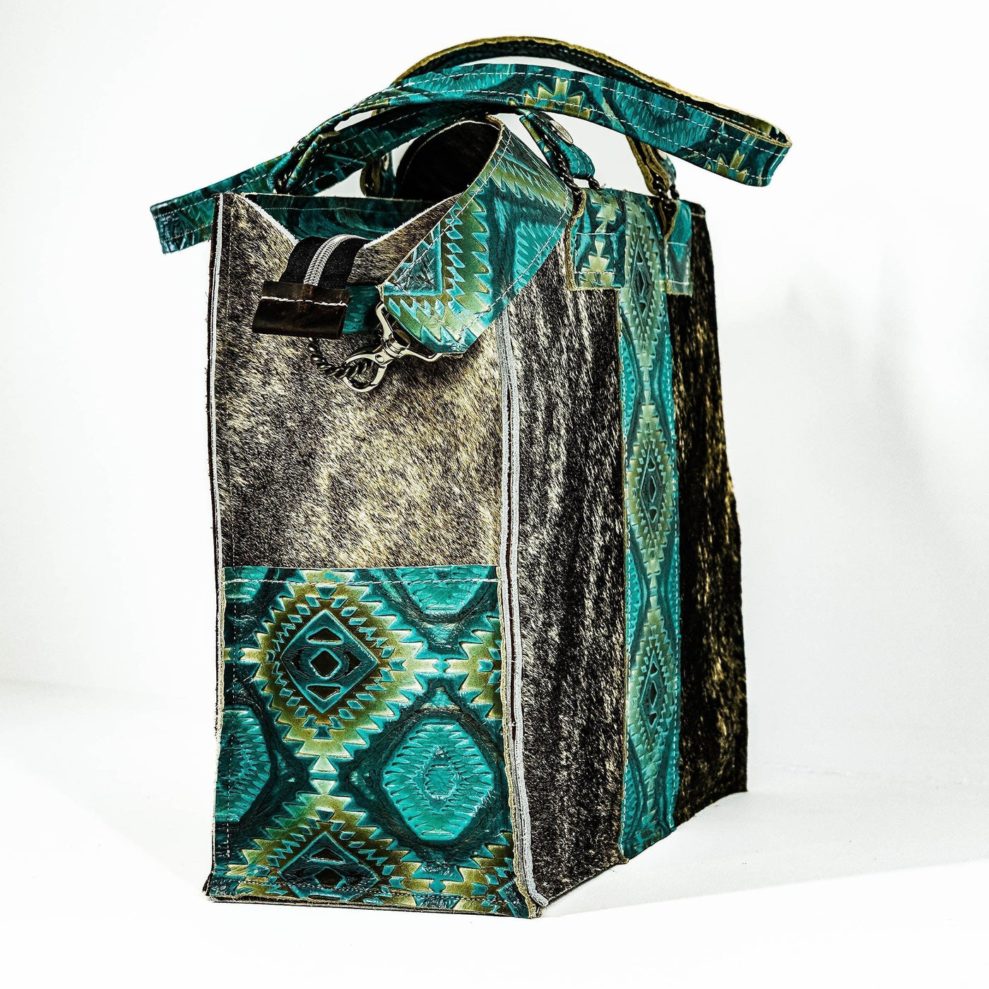 Clerk - Brindle w/ Canyon Aztec-Clerk-Western-Cowhide-Bags-Handmade-Products-Gifts-Dancing Cactus Designs