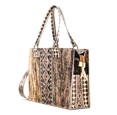 Clerk - Brindle w/ Ivory & Brown Navajo-Clerk-Western-Cowhide-Bags-Handmade-Products-Gifts-Dancing Cactus Designs
