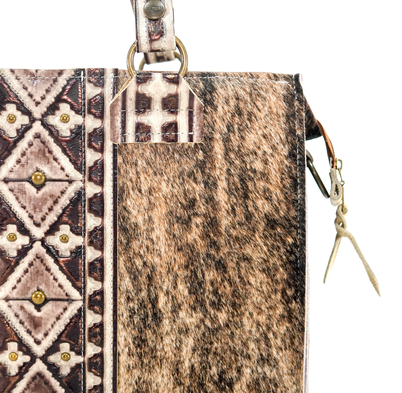 Clerk - Brindle w/ Ivory & Brown Navajo-Clerk-Western-Cowhide-Bags-Handmade-Products-Gifts-Dancing Cactus Designs