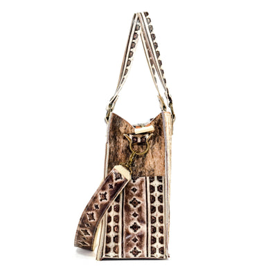 Clerk - Brindle w/ Ivory & Brown Navajo-Clerk-Western-Cowhide-Bags-Handmade-Products-Gifts-Dancing Cactus Designs