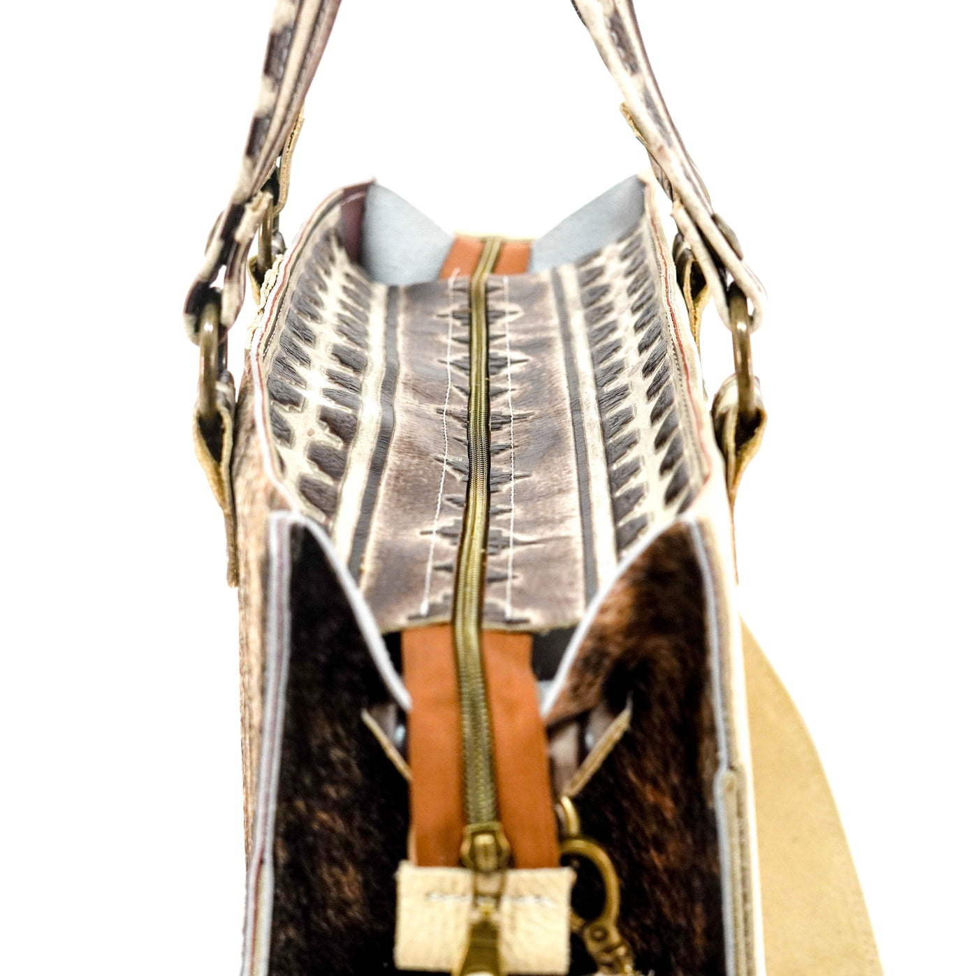 Clerk - Brindle w/ Ivory & Brown Navajo-Clerk-Western-Cowhide-Bags-Handmade-Products-Gifts-Dancing Cactus Designs