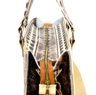 Clerk - Brindle w/ Ivory & Brown Navajo-Clerk-Western-Cowhide-Bags-Handmade-Products-Gifts-Dancing Cactus Designs