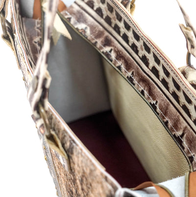 Clerk - Brindle w/ Ivory & Brown Navajo-Clerk-Western-Cowhide-Bags-Handmade-Products-Gifts-Dancing Cactus Designs