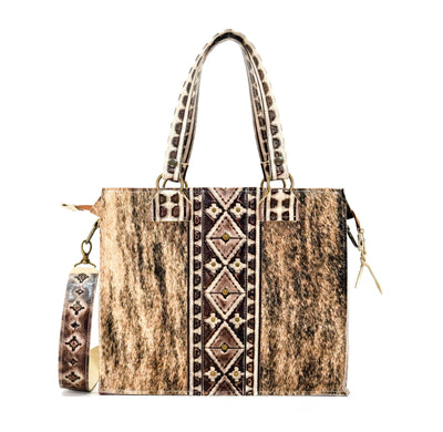 Clerk - Brindle w/ Ivory & Brown Navajo-Clerk-Western-Cowhide-Bags-Handmade-Products-Gifts-Dancing Cactus Designs