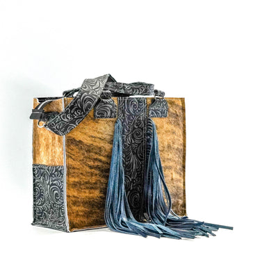 Clerk - Brindle w/ Slate Caracole-Clerk-Western-Cowhide-Bags-Handmade-Products-Gifts-Dancing Cactus Designs