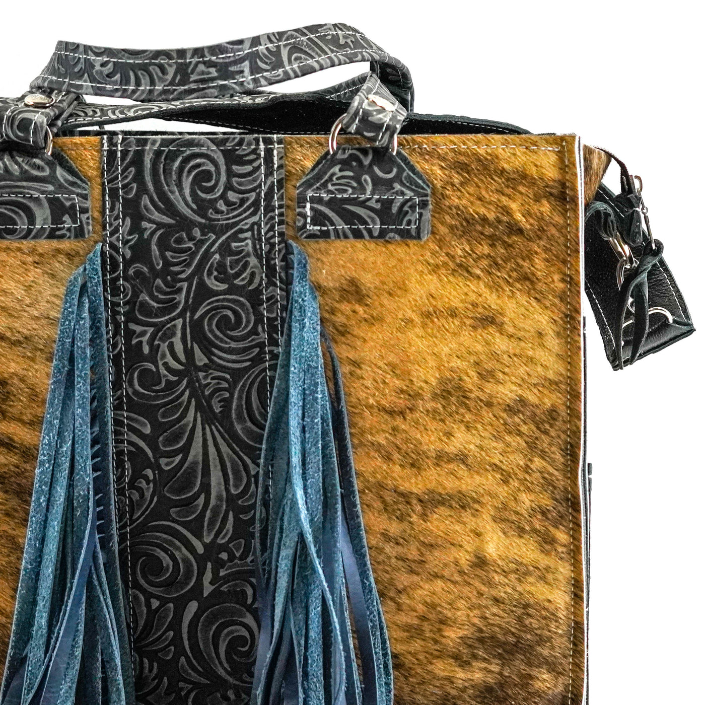 Clerk - Brindle w/ Slate Caracole-Clerk-Western-Cowhide-Bags-Handmade-Products-Gifts-Dancing Cactus Designs