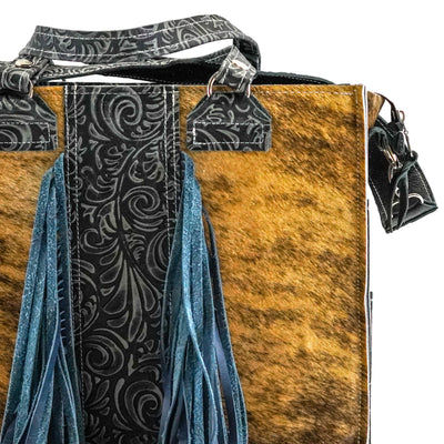 Clerk - Brindle w/ Slate Caracole-Clerk-Western-Cowhide-Bags-Handmade-Products-Gifts-Dancing Cactus Designs
