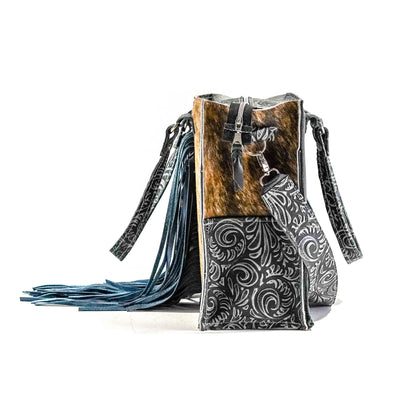 Clerk - Brindle w/ Slate Caracole-Clerk-Western-Cowhide-Bags-Handmade-Products-Gifts-Dancing Cactus Designs