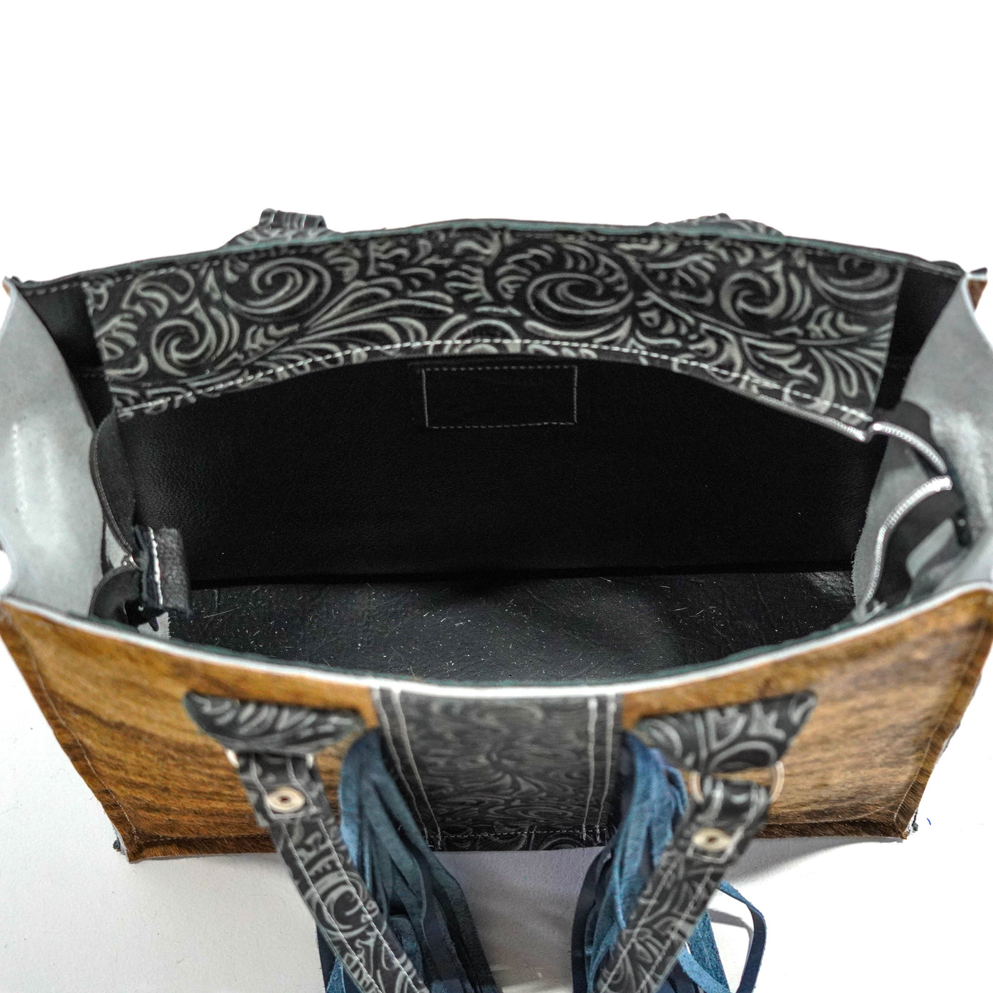 Clerk - Brindle w/ Slate Caracole-Clerk-Western-Cowhide-Bags-Handmade-Products-Gifts-Dancing Cactus Designs