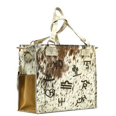 Clerk - Chocolate & White w/ No Embossed-Clerk-Western-Cowhide-Bags-Handmade-Products-Gifts-Dancing Cactus Designs