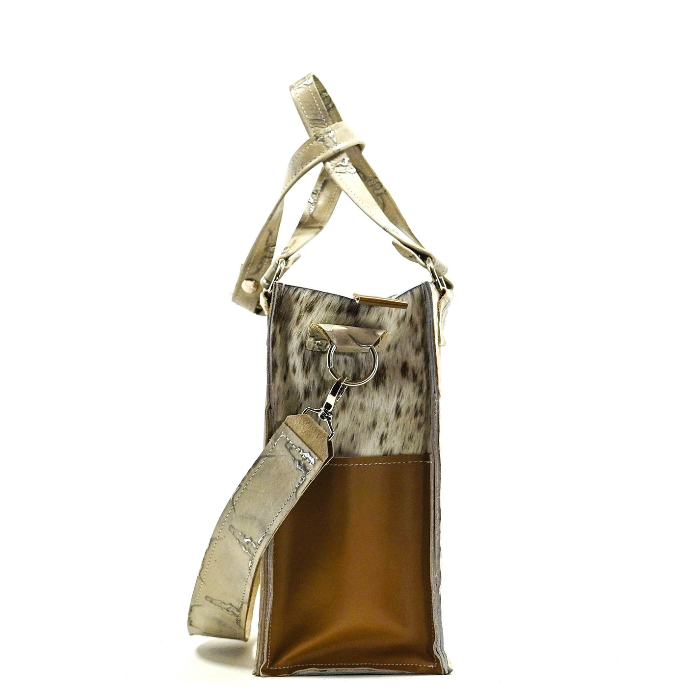 Clerk - Chocolate & White w/ No Embossed-Clerk-Western-Cowhide-Bags-Handmade-Products-Gifts-Dancing Cactus Designs