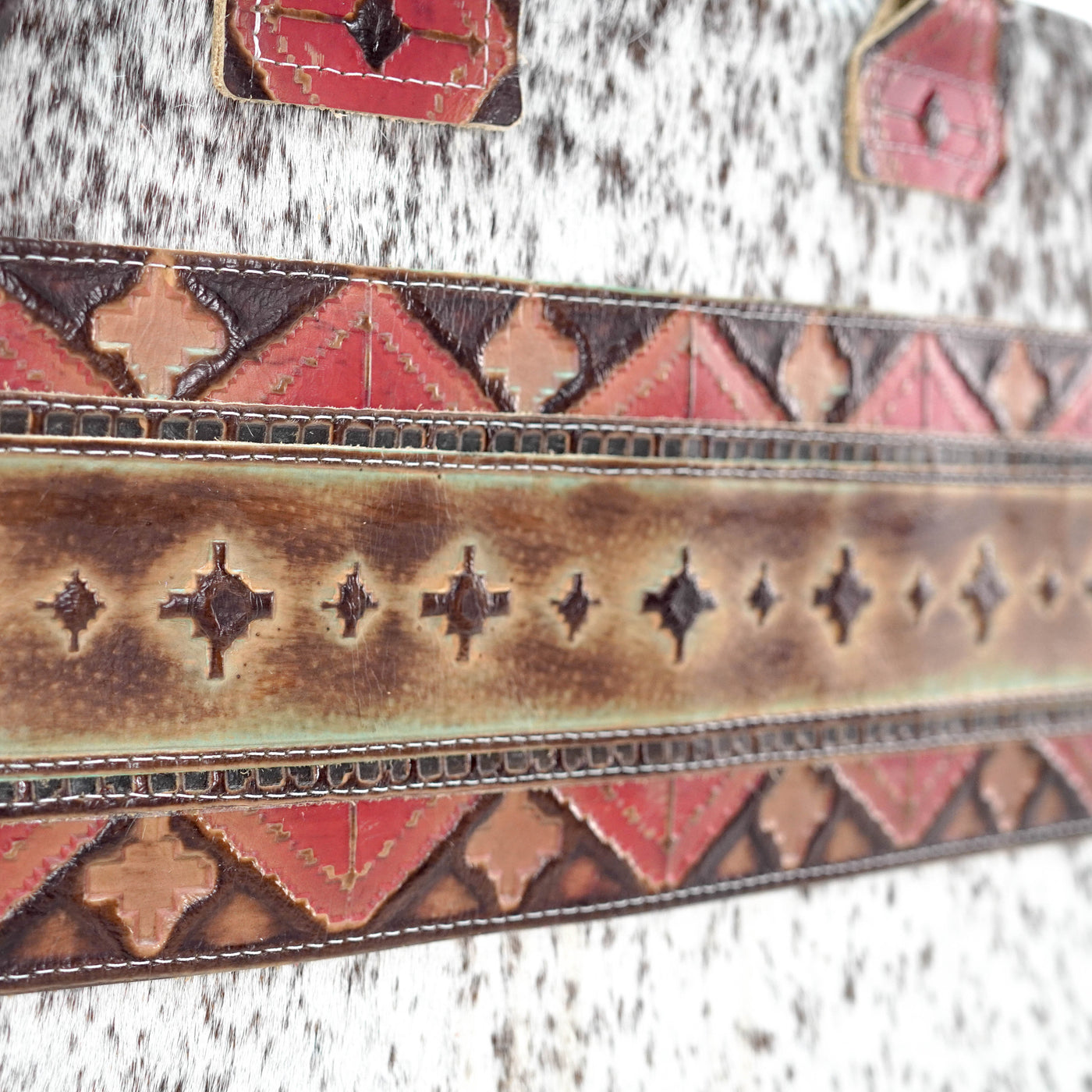 Clerk - Chocolate & White w/ Santa Fe Navajo-Clerk-Western-Cowhide-Bags-Handmade-Products-Gifts-Dancing Cactus Designs