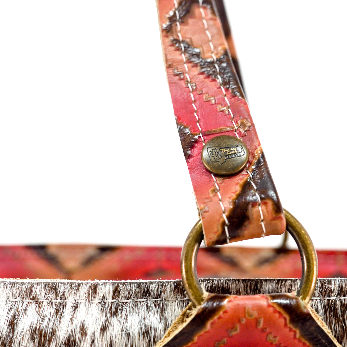 Clerk - Chocolate & White w/ Santa Fe Navajo-Clerk-Western-Cowhide-Bags-Handmade-Products-Gifts-Dancing Cactus Designs