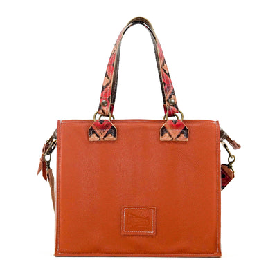Clerk - Chocolate & White w/ Santa Fe Navajo-Clerk-Western-Cowhide-Bags-Handmade-Products-Gifts-Dancing Cactus Designs