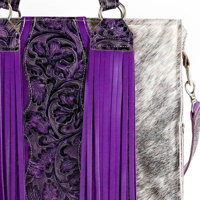 Clerk - Grey Brindle w/ Orchid Tool-Clerk-Western-Cowhide-Bags-Handmade-Products-Gifts-Dancing Cactus Designs
