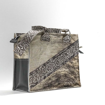 Clerk - Grey Brindle w/ Silver Tool-Clerk-Western-Cowhide-Bags-Handmade-Products-Gifts-Dancing Cactus Designs