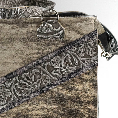 Clerk - Grey Brindle w/ Silver Tool-Clerk-Western-Cowhide-Bags-Handmade-Products-Gifts-Dancing Cactus Designs
