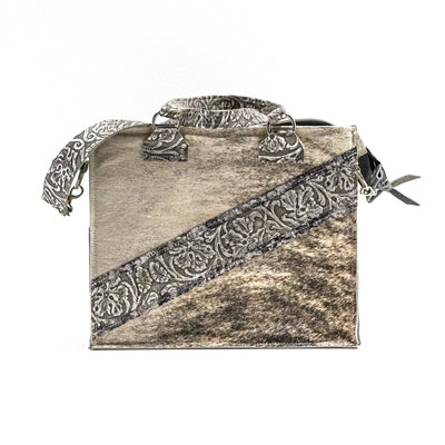 Clerk - Grey Brindle w/ Silver Tool-Clerk-Western-Cowhide-Bags-Handmade-Products-Gifts-Dancing Cactus Designs