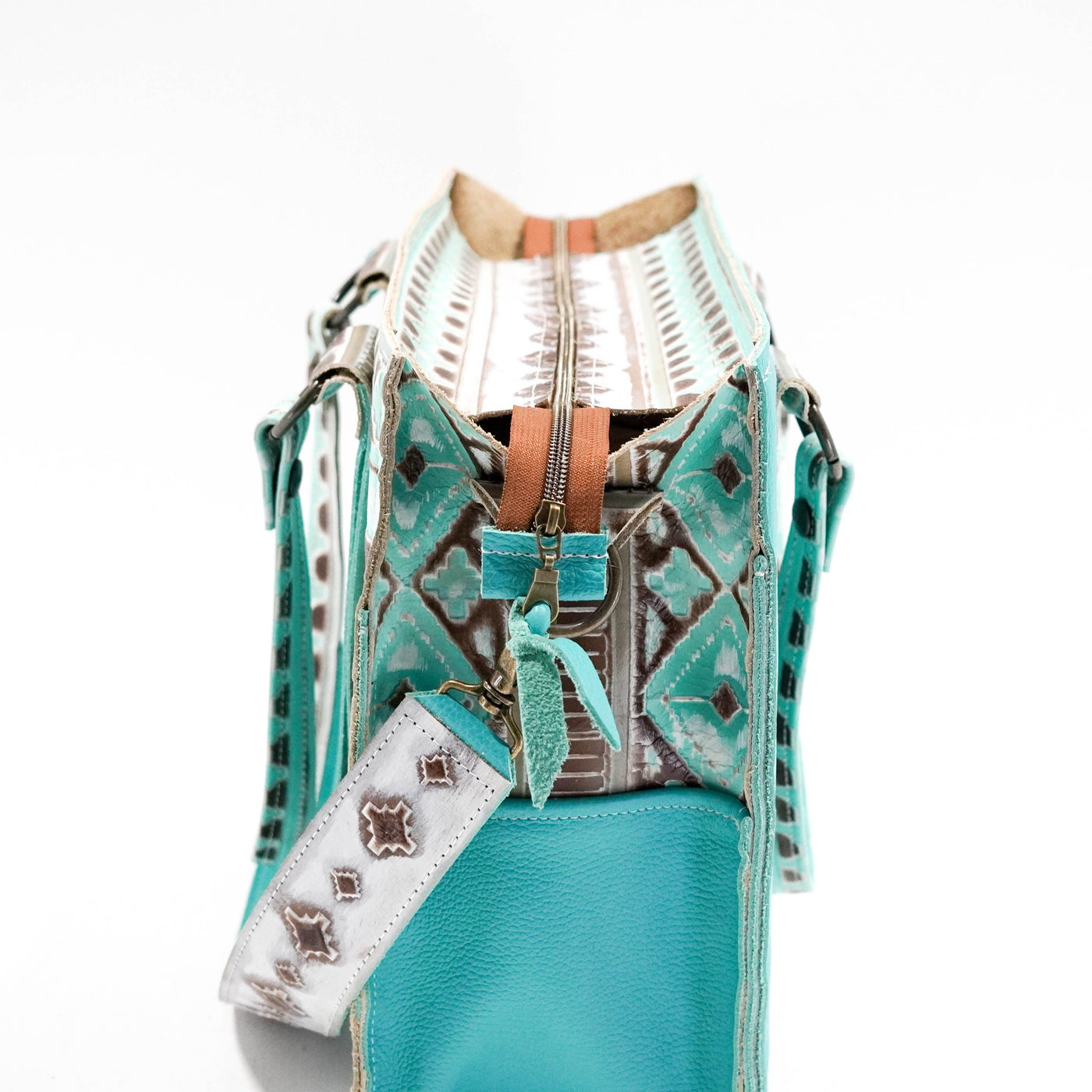 Clerk - No Hide w/ Bora Bora Navajo-Clerk-Western-Cowhide-Bags-Handmade-Products-Gifts-Dancing Cactus Designs