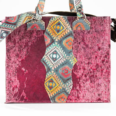 Clerk - Pink Acid w/ Rainbow Aztec-Clerk-Western-Cowhide-Bags-Handmade-Products-Gifts-Dancing Cactus Designs
