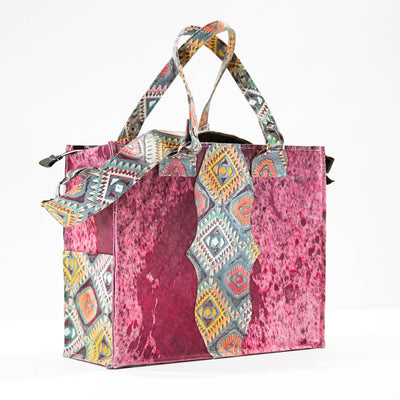 Clerk - Pink Acid w/ Rainbow Aztec-Clerk-Western-Cowhide-Bags-Handmade-Products-Gifts-Dancing Cactus Designs