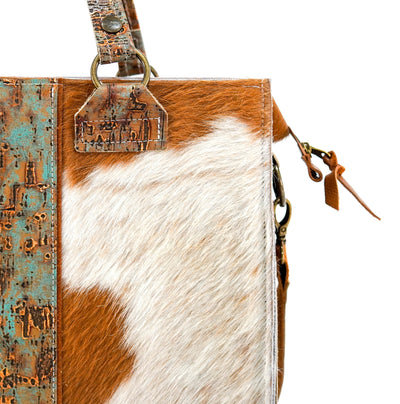 Clerk - Tricolor w/ Patina Driftwood-Clerk-Western-Cowhide-Bags-Handmade-Products-Gifts-Dancing Cactus Designs