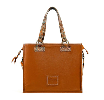 Clerk - Tricolor w/ Patina Driftwood-Clerk-Western-Cowhide-Bags-Handmade-Products-Gifts-Dancing Cactus Designs