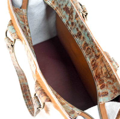 Clerk - Tricolor w/ Patina Driftwood-Clerk-Western-Cowhide-Bags-Handmade-Products-Gifts-Dancing Cactus Designs
