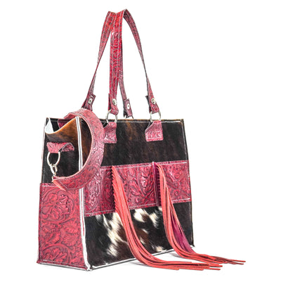 Clerk - Tricolor w/ Red Tool-Clerk-Western-Cowhide-Bags-Handmade-Products-Gifts-Dancing Cactus Designs