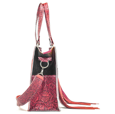Clerk - Tricolor w/ Red Tool-Clerk-Western-Cowhide-Bags-Handmade-Products-Gifts-Dancing Cactus Designs