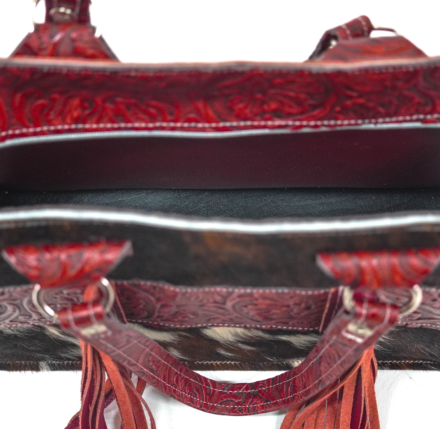 Clerk - Tricolor w/ Red Tool-Clerk-Western-Cowhide-Bags-Handmade-Products-Gifts-Dancing Cactus Designs
