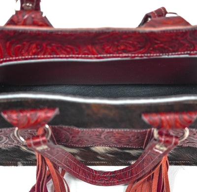 Clerk - Tricolor w/ Red Tool-Clerk-Western-Cowhide-Bags-Handmade-Products-Gifts-Dancing Cactus Designs