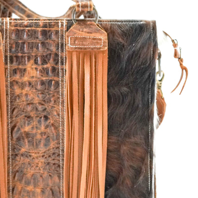 Clerk - Tricolor w/ Saddle Croc-Clerk-Western-Cowhide-Bags-Handmade-Products-Gifts-Dancing Cactus Designs