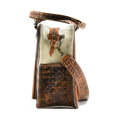 Clerk - Tricolor w/ Saddle Croc-Clerk-Western-Cowhide-Bags-Handmade-Products-Gifts-Dancing Cactus Designs