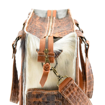 Clerk - Tricolor w/ Saddle Croc-Clerk-Western-Cowhide-Bags-Handmade-Products-Gifts-Dancing Cactus Designs