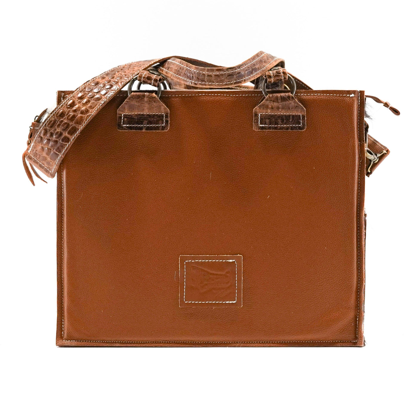 Clerk - Tricolor w/ Saddle Croc-Clerk-Western-Cowhide-Bags-Handmade-Products-Gifts-Dancing Cactus Designs