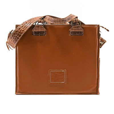 Clerk - Tricolor w/ Saddle Croc-Clerk-Western-Cowhide-Bags-Handmade-Products-Gifts-Dancing Cactus Designs