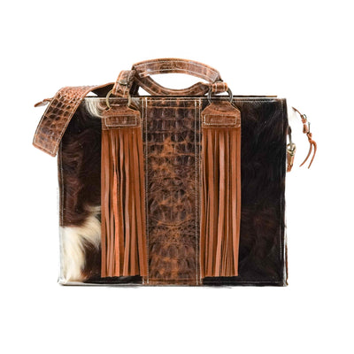 Clerk - Tricolor w/ Saddle Croc-Clerk-Western-Cowhide-Bags-Handmade-Products-Gifts-Dancing Cactus Designs