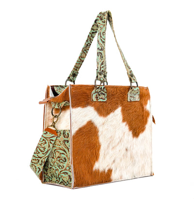 Clerk - Tricolor w/ Turquoise tool-Clerk-Western-Cowhide-Bags-Handmade-Products-Gifts-Dancing Cactus Designs