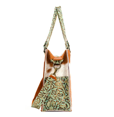 Clerk - Tricolor w/ Turquoise tool-Clerk-Western-Cowhide-Bags-Handmade-Products-Gifts-Dancing Cactus Designs