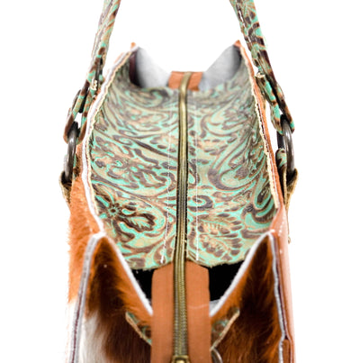Clerk - Tricolor w/ Turquoise tool-Clerk-Western-Cowhide-Bags-Handmade-Products-Gifts-Dancing Cactus Designs