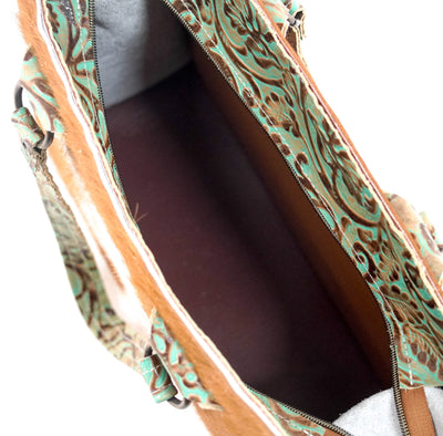 Clerk - Tricolor w/ Turquoise tool-Clerk-Western-Cowhide-Bags-Handmade-Products-Gifts-Dancing Cactus Designs