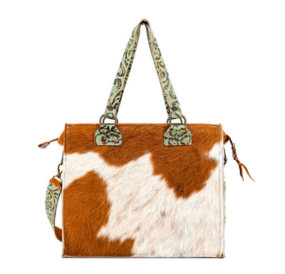 Clerk - Tricolor w/ Turquoise tool-Clerk-Western-Cowhide-Bags-Handmade-Products-Gifts-Dancing Cactus Designs