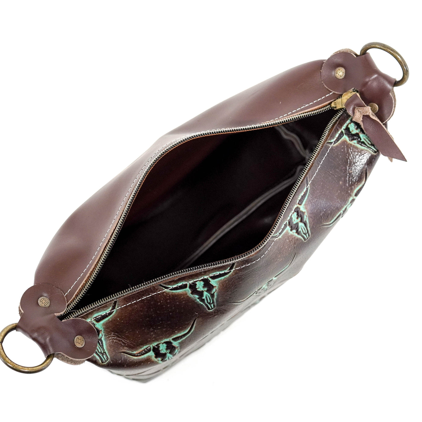 Cosmic Cowgirl - All Embossed w/ Mint Chocolate Skulls-Cosmic Cowgirl-Western-Cowhide-Bags-Handmade-Products-Gifts-Dancing Cactus Designs