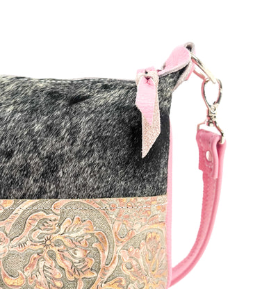 Cosmic Cowgirl - Black & White w/ Rose Gold Tool-Cosmic Cowgirl-Western-Cowhide-Bags-Handmade-Products-Gifts-Dancing Cactus Designs