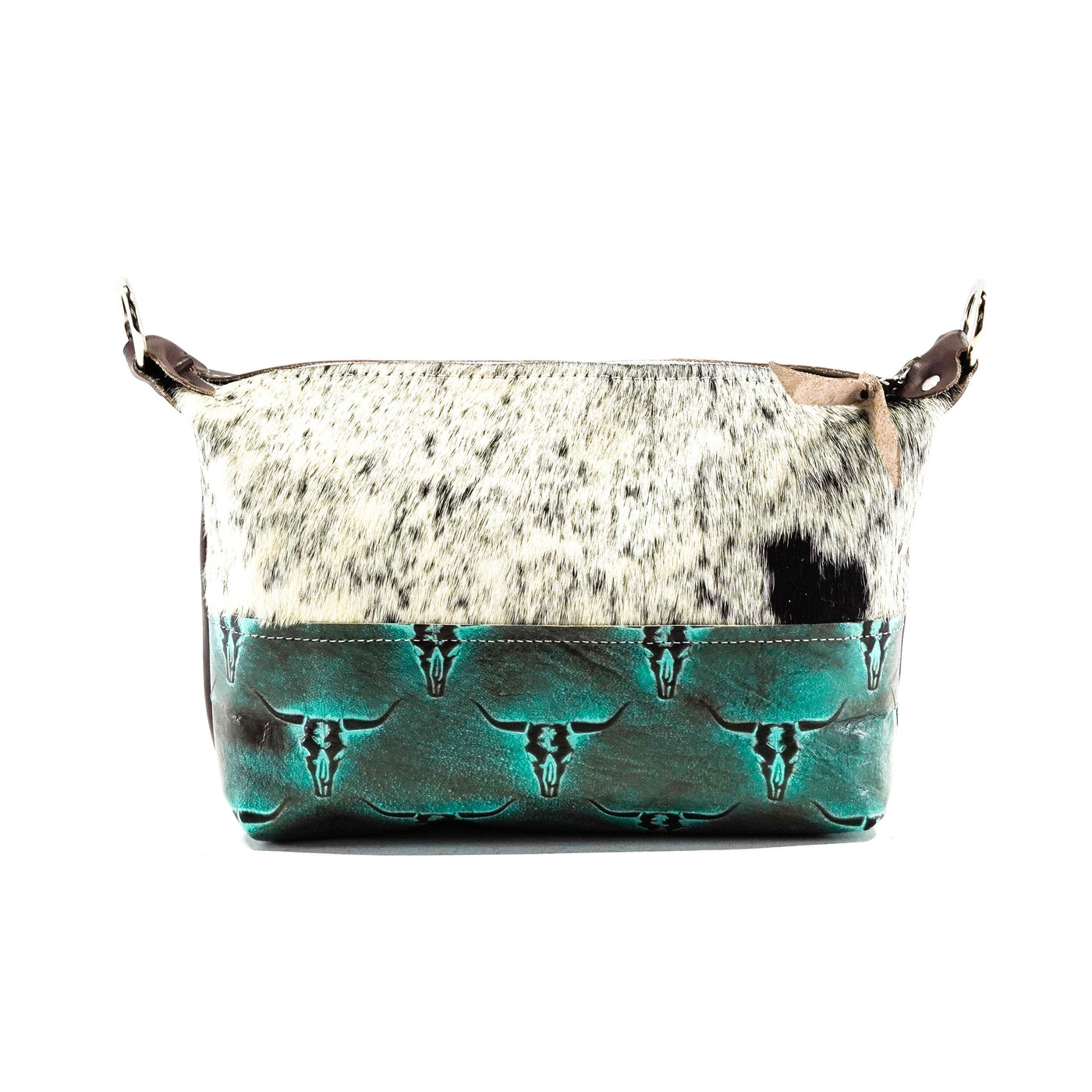 Cosmic Cowgirl - Black & White w/ Royston Skulls-Cosmic Cowgirl-Western-Cowhide-Bags-Handmade-Products-Gifts-Dancing Cactus Designs