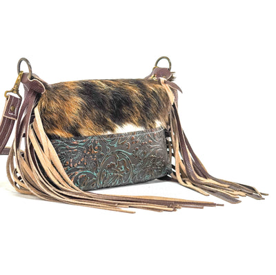 Cosmic Cowgirl - Brindle w/ Mint Chocolate Tool-Cosmic Cowgirl-Western-Cowhide-Bags-Handmade-Products-Gifts-Dancing Cactus Designs