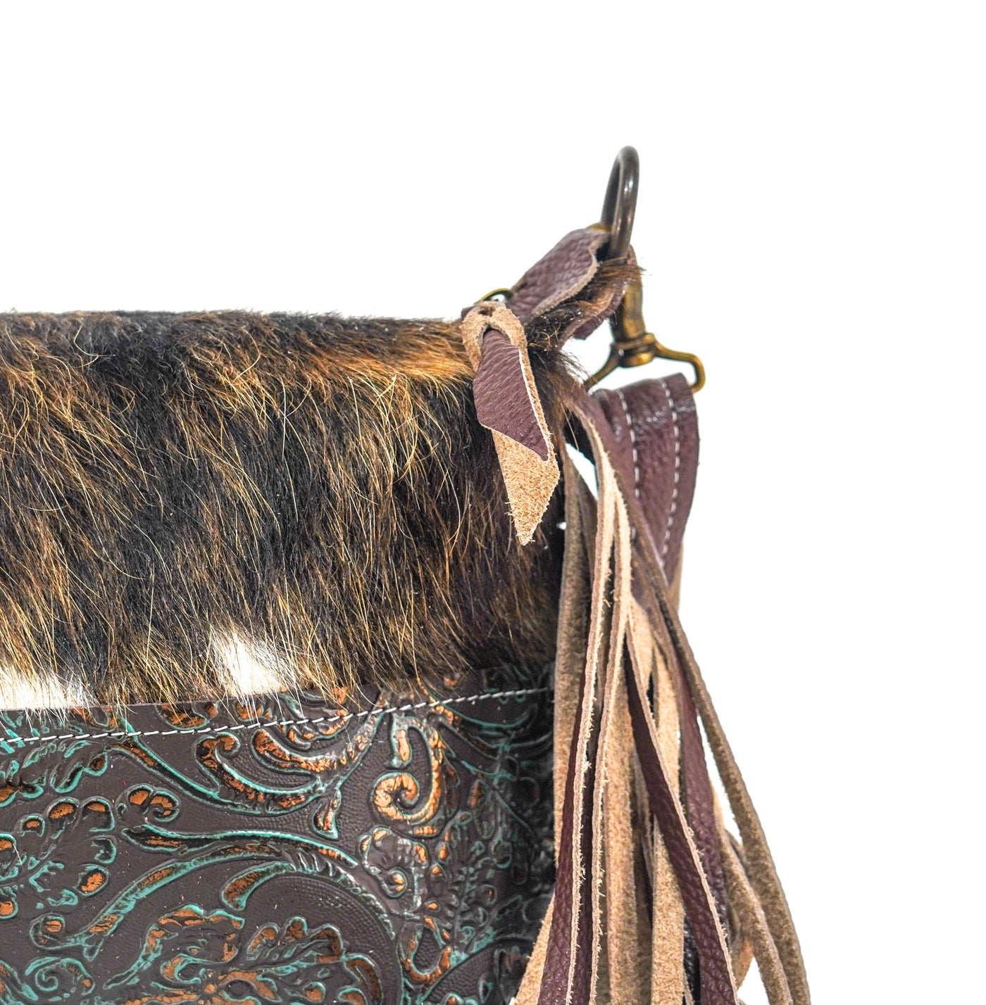Cosmic Cowgirl - Brindle w/ Mint Chocolate Tool-Cosmic Cowgirl-Western-Cowhide-Bags-Handmade-Products-Gifts-Dancing Cactus Designs